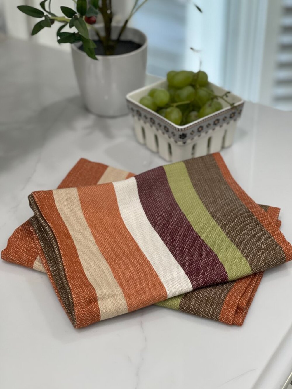Rich Colors-Striped Kitchen Towels Set of 2